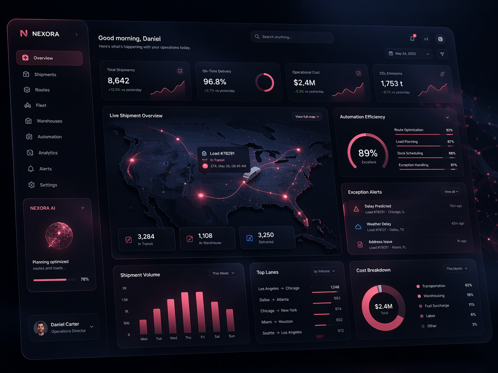 AI logistics automation dashboard